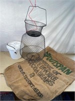 fishing basket, Burlap Bean bag & moire