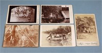 (5) Hunting & Fishing Cabinet Card Photos