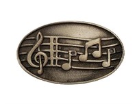 VINTAGE SIGNED MS. DEE PEWTER MUSICAL BROOCH