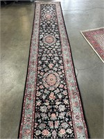 Black & Pink Floral 12'6" x 2'5" Runner Rug