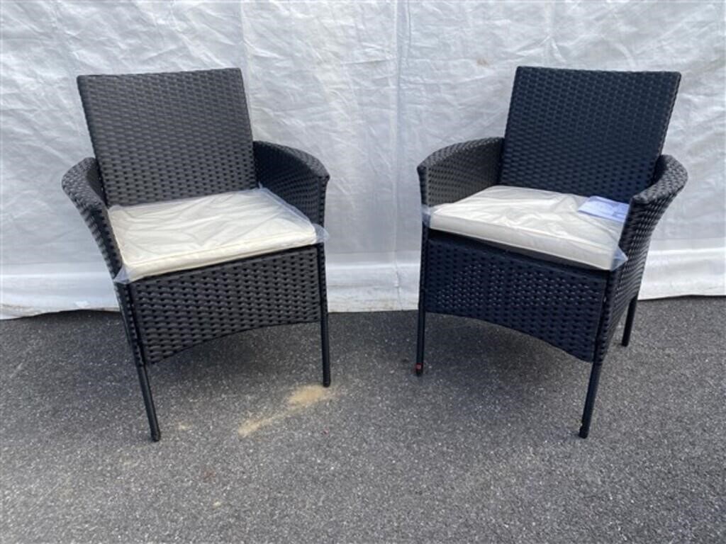 (2) Plastic Wicker Chairs