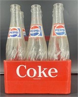 Vintage Pepsi Bottles In Vintage Coke Case