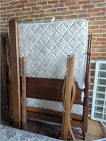 Full size 4 post canopy bed with mattress & box