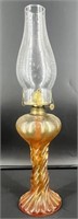 Vintage Twisted Glass Base Oil Lamp