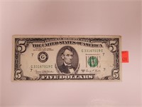 1969C 5 Dollar Bill Signed George Schultz