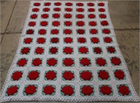 Red and White afghan blanket