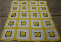 Yellow and White Afghan Blanket