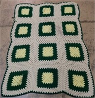 Green and White Afghan Blanket