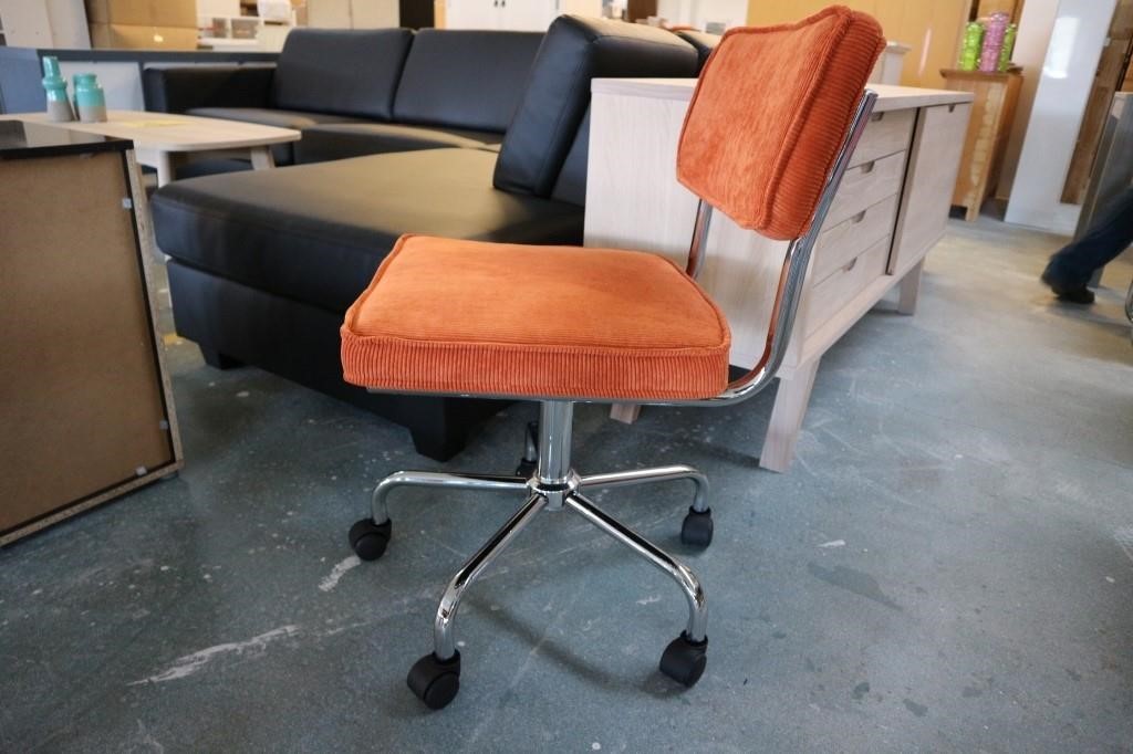Retro kontor stol, orange stof. | Campen