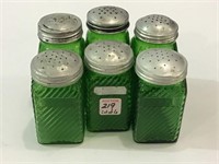 Lot of 6 Emerald Green Spice Shakers-