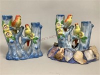 Vintage Japanese Blue Double Bird Vase