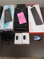 6 keyboard (1 NIB & 1 wireless), speakers, &