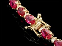 17ct Ruby & 0.70ct Diamond Bracelet in 14k Gold