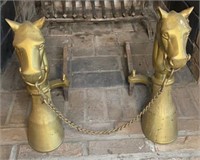 Vintage Mid Century Brass Cast Iron Horse Head &