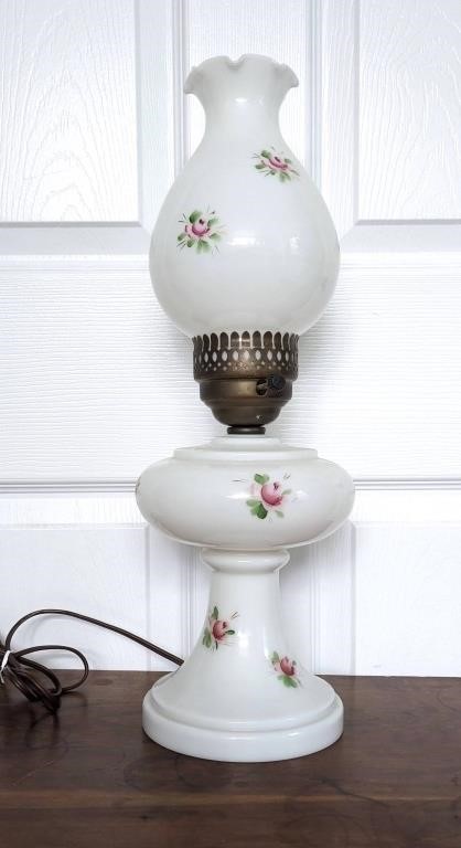 Painted Milk Glass Lamp