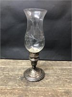 Sterling weighted candle stick with candle shade