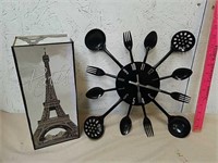 Cute kitchen utensil wall mount clock and