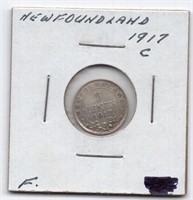 1917 Newfoundland 5 Cents Silver Coin