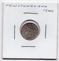 1940 Newfoundland 5 Cents Silver Coin