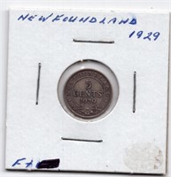 1929 Newfoundland 5 Cents Silver Coin