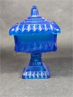 Vintage JEANETTE Cobalt Blue Glass Wedding Box