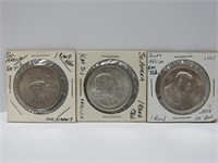 3 South Africa 1 Rand Silver Coins