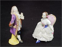 Pair of mini porcelain figurines, marked on bottom