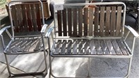 Wooden aluminum, fold up chair and loveseat,