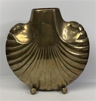 Vintage Solid Brass Scallop Vase