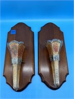 Pair Of Vintage Vase Wall Plaques