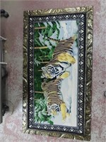 Large framed Bengal Tiger tapestry.