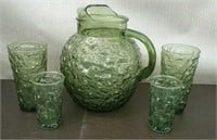 Box-Green Glass Pitcher With 4 Glass, 2 Sizes