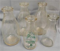 Three quart Indianapolis MBS dairy bottles -