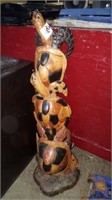 Wood turtle totem statue