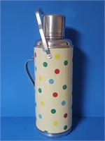 COOL VINTAGE POLKA DOT THERMOS WITH LID AND HANDLE