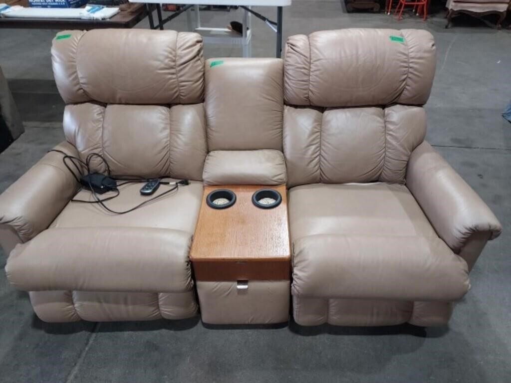 Lazy Boy Entertainment Loveseat, Rockers, Drink