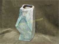 Signed Foss Creek ARt Pottery Blue Gray White vase