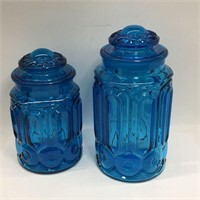 Pair Of Blue Glass Jars