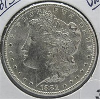 1881-S UNC Morgan Silver Dollar.