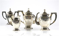 FOUR PIECE CHINESE EXPORT SILVER TEA & COFFEE SET