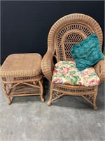 WICKER CHAIR & MATCHING SIDE TABLE