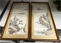 14" x 6" Framed Asian Prints