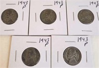 5 - 1943 P Jefferson Silver War Nickels