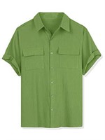 Lars Amadeus Men's Summer Short Sleeves Button Dow