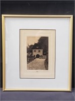 Vintage European etching signed/titled