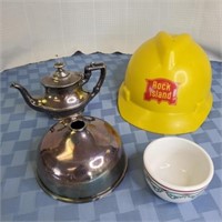 Rock Island silver, teapot, silver cover
