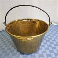 Primitive brass bucket, hand forged bail- good
