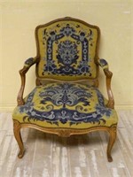 Louis XV Style Needlepoint Upholstered Fauteuil.