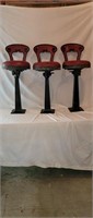 3 1920s Cast Iron American Soda Fountain Chairs