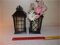 2-12" Deco black & white lantern candle holders